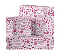 Hunts England - 2 Sheets Of Auntie Birthday Fabulous Fun Wrapping Paper For Her - Includes 2 Gift Tags - Auntie Female Folded Gift Wrap - Still Totally Fabulous Collection - Auntie Gift Wrap