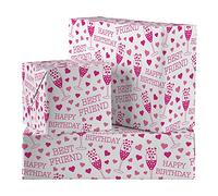 Hunts England - 2 Sheets Of Best Friend Birthday Fabulous Luxury Wrapping Paper For Her - Includes 2 Gift Tags - Friend Folded Gift Wrap - Still Totally Fabulous Collection - Best Friend Gift Wrap
