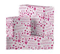 Hunts England - 2 Sheets Of Mum Birthday Fabulous Luxury Wrapping Paper For Her - Includes 2 Gift Tags - Mum Female Folded Gift Wrap - Still Totally Fabulous Collection - Mum Gift Wrap