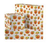 Hunts England - 2 Sheets Of Peach Fruit Birthday Fun Wrapping Paper For Him Or Her - Includes 2 Gift Tags - Countryside Collection - Gift Wrap For Boys, Girls, Kids, Men, Women, etc.