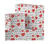 Hunts England - 2 Sheets Of True Love Fun Christmas Wrapping Paper - Includes 2 Gift Tags - Red Heart Collection - For Boyfriend, Girlfriend, Husband, Wife - You Are My True Love