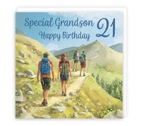 Hunts England - 21st Grandson Walking Birthday Card - Milo's Gallery - Age 21 Walkers Fun Birthday Card For Grandson - Birthday Card For 21 Year Old Hiking Fan - Age Twenty One