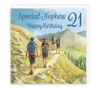 Hunts England - 21st Nephew Walking Birthday Card - Milo's Gallery - Age 21 Walkers Fun Birthday Card For Nephew - Birthday Card For 21 Year Old Hiking Fan - Age Twenty One
