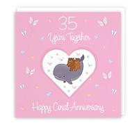 Hunts England - 35th Anniversary Card For Him Or Her - 35 Years - Coral Anniversary - Romantic Meadows - Fun Card - Anniversary Card For Couples, Boyfriend, Girlfriend, Husband, Wife, etc.