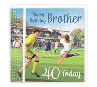 Hunts England - 40th Brother Football Birthday Card - Milo's Gallery - Age 40 Footy Fun Birthday Card For Brother - For 40 Year Old Footie Fan - Age Forty