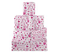 Hunts England - 5 Sheets Of 25th Birthday Fabulous Fun Wrapping Paper For Her - Includes 5 Gift Tags - Age 25 Female Folded Gift Wrap - Still Totally Fabulous Collection - Age Twenty Five Gift Wrap