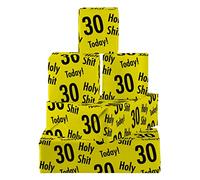 Hunts England - 5 Sheets Of 30th Birthday Fun Wrapping Paper - Includes 5 Gift Tags - Age 30 Folded Gift Wrap For Him/Her - Holy Shit Collection - Rude Age Thirty Gift Wrap For Men/Women