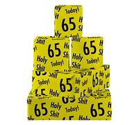 Hunts England - 5 Sheets Of 65th Birthday Fun Wrapping Paper - Includes 5 Gift Tags - Age 65 Folded Gift Wrap For Him/Her - Holy Shit Collection - Rude Age Sixty Five Gift Wrap For Men/Women