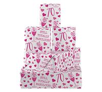Hunts England - 5 Sheets Of 70th Birthday Female Fun Wrapping Paper - Includes 5 Gift Tags - Age 70 Folded Gift Wrap For Her - Still Totally Fabulous Collection - Colourful Age Seventy Gift Wrap