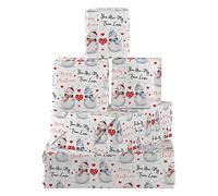 Hunts England - 5 Sheets Of Romantic Snowman Fun Christmas Wrapping Paper - Includes 5 Gift Tags - Festive Collection - True Love Christmas Wrapping Paper For Boyfriend, Girlfriend, Partner, etc.