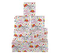 Hunts England - 5 Sheets Of Sister Birthday Fun Wrapping Paper - Includes 5 Gift Tags - Folded Gift Wrap For Sister - Iconic Collection - Colourful Gift Wrap