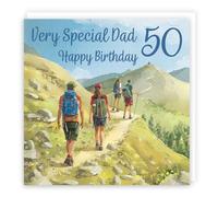 Hunts England - 50th Dad Walking Birthday Card - Milo's Gallery - Age 50 Walkers Fun Birthday Card For Dad - Birthday Card For 50 Year Old Hiking Fan - Age Fifty