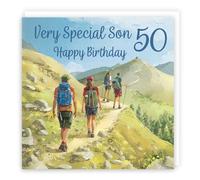 Hunts England - 50th Son Walking Birthday Card - Milo's Gallery - Age 50 Walkers Fun Birthday Card For Son - Birthday Card For 50 Year Old Hiking Fan - Age Fifty