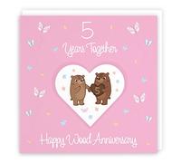 Hunts England - 5th Anniversary Card For Him Or Her - 5 Years - Wood Anniversary - Romantic Meadows - Fun Card - Fifth Anniversary Card For Couples, Boyfriend, Girlfriend, Husband, Wife, etc.