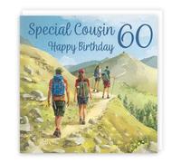 Hunts England - 60th Cousin Walking Birthday Card - Milo's Gallery - Age 60 Walkers Fun Birthday Card For Cousin - Birthday Card For 60 Year Old Hiking Fan - Age Sixty - For Him, Her