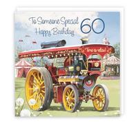 Hunts England - 60th Someone Special Traction Engine Birthday Card - Age 60 Card For Someone Special - Steam Tractor - Milo's Gallery - Age Sixty Birthday