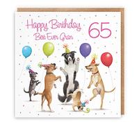 Hunts England - 65th Gran Birthday Card - Dancing Dogs - Best Ever Gran - Age 65 - Funny Women's 65th Birthday Card - Milo's Gallery - Age Sixty Five