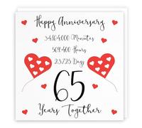 Hunts England - 65th Wedding Anniversary Card - 65 Years Together - Happy Anniversary - Timeless Collection - Fun Cute Card