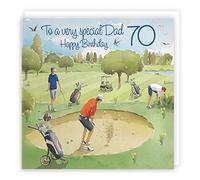 Hunts England - 70th Dad Golfing Birthday Card - Age 70 Card For Dad - Golf Birthday - Milo's Gallery - Fun - Age Seventy - 70 Year Old