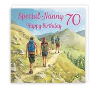 Hunts England - 70th Nanny Walking Birthday Card - Milo's Gallery - Age 70 Walkers Fun Birthday Card For Nanny - Birthday Card For 70 Year Old Hiking Fan - Age Seventy