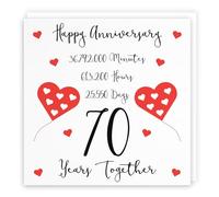 Hunts England - 70th Wedding Anniversary Card - 70 Years Together - Happy Anniversary - Timeless Collection - Fun Cute Card