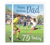 Hunts England - 75th Dad Football Birthday Card - Milo's Gallery - Age 75 Footy Fun Birthday Card For Dad - For 75 Year Old Footie Fan - Age Seventy Five