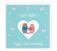 Hunts England - 7th Anniversary Card For Him Or Her - 7 Years - Wool Anniversary - Romantic Meadows - Fun Card - Seventh Anniversary Card For Couples, Boyfriend, Girlfriend, Husband, Wife, etc.