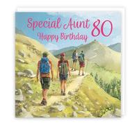 Hunts England - 80th Aunt Walking Birthday Card - Milo's Gallery - Age 80 Walkers Fun Birthday Card For Aunt - Birthday Card For 80 Year Old Hiking Fan - Age Eighty