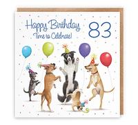 Hunts England - 83rd Birthday Card For Him/Her - Dancing Dogs - Men's/Women's Birthday Card - Age 83 Male - Age 83 Female - Milo's Gallery - Funny