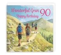 Hunts England - 90th Gran Walking Birthday Card - Milo's Gallery - Age 90 Walkers Fun Birthday Card For Gran - Birthday Card For 90 Year Old Hiking Fan - Age Ninety