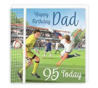 Hunts England - 95th Dad Football Birthday Card - Milo's Gallery - Age 95 Footy Fun Birthday Card For Dad - For 95 Year Old Footie Fan - Age Ninety Five