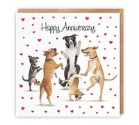 Hunts England Anniversary Card For Couples, Him Or Her - Dancing Dogs - Happy Anniversary - Anniversary Card For Couple, Wife, Husband, Boyfriend, Girlfriend - Milo's Gallery Collection