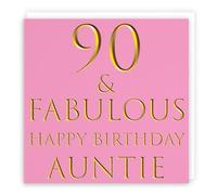 Hunts England - Auntie 90th Birthday Card - 90 & Fabulous - Happy Birthday Auntie - Still Totally Fabulous Collection - Fun Card