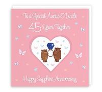 Hunts England - Auntie & Uncle 45th Anniversary Card - 45 Years - Sapphire Anniversary - Romantic Meadows - Fun Card - 45th Anniversary Card For Auntie And Uncle