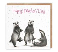 Hunts England - Badgers Funny Mother's Day Card - Milo's Gallery - Wildlife Mother's Day Card - Happy Mother's Day Card For Animal Lovers, Women, Mum, Grandma