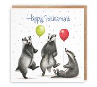 Hunts England - Badgers Funny Retirement Card For Him, Her - Milo's Gallery - Wildlife Retirement Card - Retiring Card For Animal Lovers, Men, Women, Dad, Mum, Brother, Friend