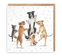 Hunts England Blank Any Occasion Card For Him Or Her - Dancing Dogs - Dogs All Occasions Blank Card For Men, Women, Boys, Girls - Milo's Gallery Collection