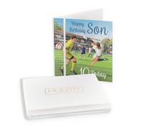 Hunts England - Boxed 10th Son Football Birthday Card - Milo's - Age 10 Birthday Card For Son - For 10 Year Old Footie Fan - Age Ten - In Keepsake Box