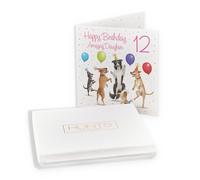Hunts England - Boxed 12th Daughter Birthday Card - Dancing Dogs - Amazing Daughter - Age 12 - Funny Girl's 12th Birthday Card - Milo's - Age Twelve - In Keepsake Box