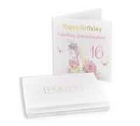 Hunts England - Boxed 16th Granddaughter High Heel And Perfume Birthday Card - Gold Foil - Milo's - Age 16 Pretty Birthday Card For Granddaughter - Age Sixteen - In Keepsake Box