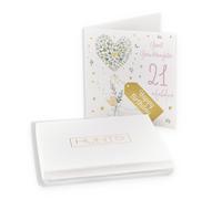 Hunts England - Boxed 21st Great Granddaughter Contemporary Hearts Birthday Card - Gold Foil - Milo's - Age 21 Champagne, Hearts Birthday Card - In Keepsake Box