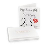 Hunts England - Boxed 23rd Anniversary Card - Happy Silver Plate Anniversary - 23 Years - Red Heart Collection - Card In Keepsake Box