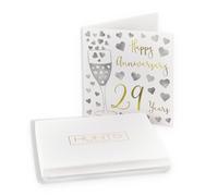 Hunts England - Boxed 29th Anniversary Card - Happy Anniversary - 29 Years - Silver Hearts Collection - For Couples, Friends, Him, Her - Card In Keepsake Box