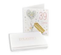 Hunts England - Boxed 39th Anniversary Card - 39 Years - Contemporary Hearts - Gold Foil - 39th Anniversary Card For Couples, Partner, Husband, Wife, etc. - Milo's - Card In Keepsake Box