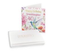 Hunts England - Boxed 40th Granddaughter Hummingbird Birthday Card - With Gold Foil - Age 40 Card For Granddaughter - Milo's - Age Forty Birthday - In Keepsake Box