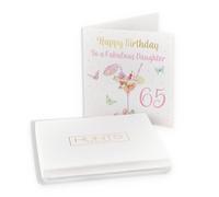 Hunts England - Boxed 65th Daughter Pink Cocktail And Butterflies Birthday Card - Gold Foil - Milo's - Age 65 Drinks, Flowers Birthday Card For Daughter - Age Sixty Five - Card In Keepsake Box