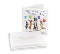Hunts England - Boxed 70th Birthday Card For Him/Her - Dancing Dogs - Men's/Women's Birthday Card - Age 70 Male - Age 70 Female - Milo's - In Keepsake Box