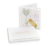Hunts England - Boxed 80th Nana Contemporary Hearts Birthday Card - Gold Foil - Milo's - Age 80 Champagne, Hearts Pretty Birthday Card For Nana - In Keepsake Box