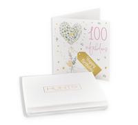 Hunts England - Boxed Contemporary Hearts Pretty 100th Birthday Card - Gold Foil - Milo's - Age 100 Female Fabulous Birthday Card - For 100 Year Old - Age One Hundred - Card In Keepsake Box