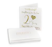 Hunts England - Boxed Daughter And Son In Law 2nd Anniversary Card - To A Wonderful Daughter & Son In Law - 2 Years - Happy Cotton Anniversary - Milano Collection - Card In Keepsake Box